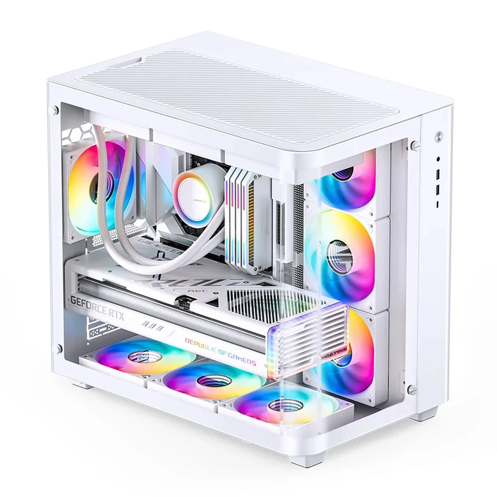 Imagem 3 de 5 do produto Gabinete Gamer Premium Jonsbo Tk-3 White Aquário Vidro Curvo Atx Usb-c Branco