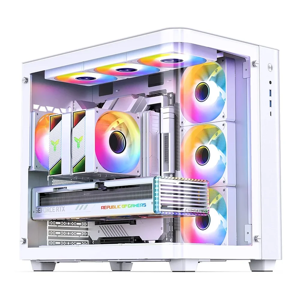 Imagem 4 de 5 do produto Gabinete Gamer Premium Jonsbo Tk-3 White Aquário Vidro Curvo Atx Usb-c Branco
