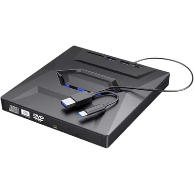 Leitor Gravador Cd Dvd Externo Usb 3.0 Usb C Leitor Cartão