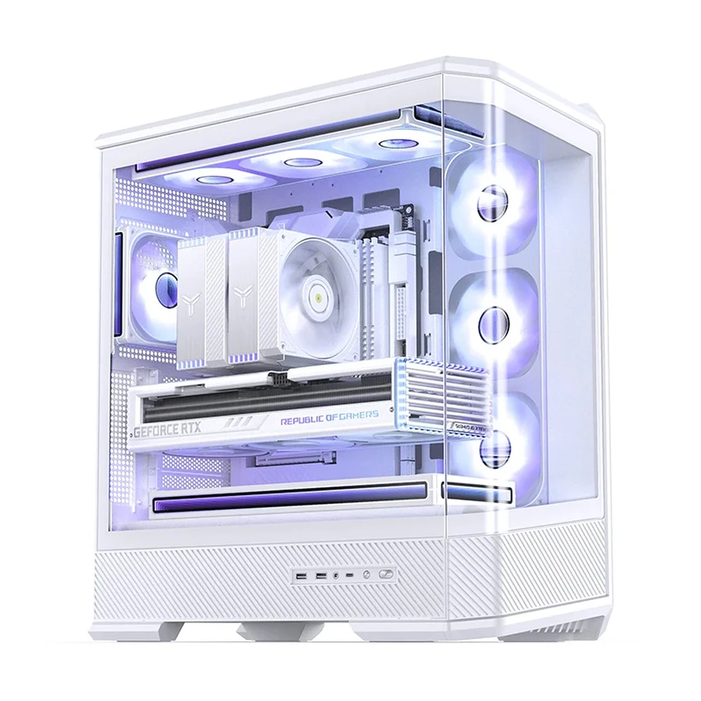 Imagem 2 de 5 do produto Gabinete Gamer Aquário Jonsbo D400 White Atx Branco Usb-c