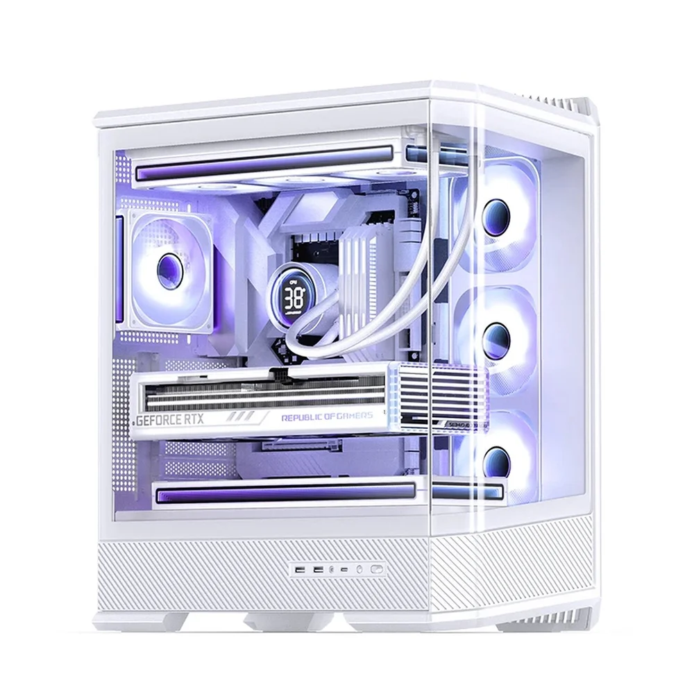 Imagem 3 de 5 do produto Gabinete Gamer Aquário Jonsbo D400 White Atx Branco Usb-c