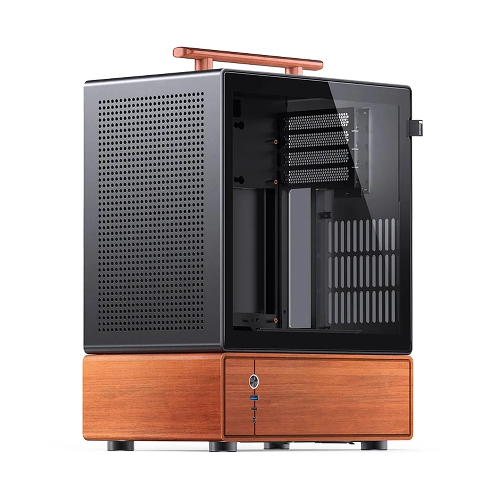 Gabinete Premium Com Madeira Jonsbo T7 Black M-atx Preto