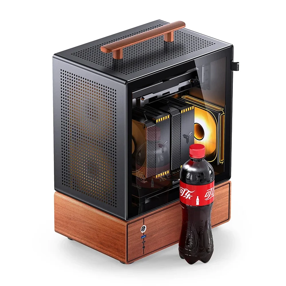 Imagem 3 de 5 do produto Gabinete Premium Com Madeira Jonsbo T7 Black M-atx Preto