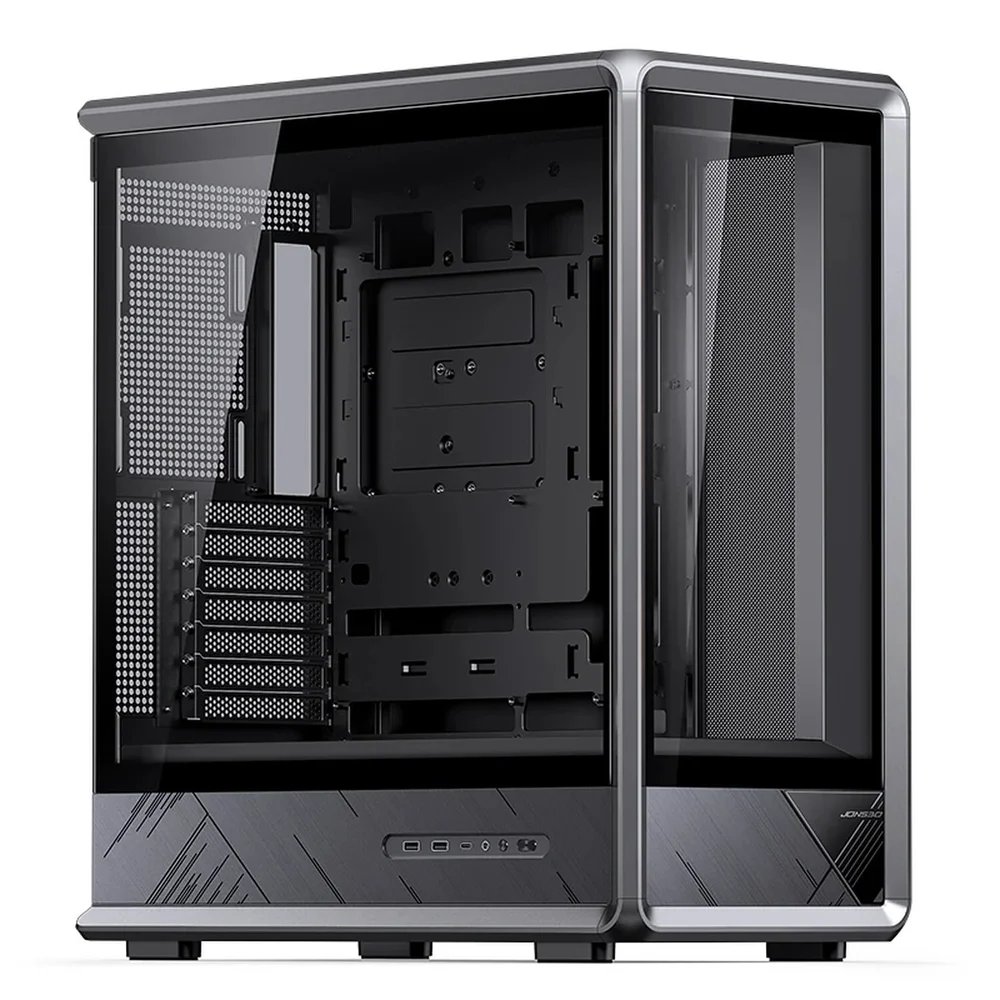 Gabinete Gamer Jonsbo D401 Mid Tower Preto - Visão Panorâmica 270°, Suporte Para Placas Back-connect E Dual 360mm - Preto