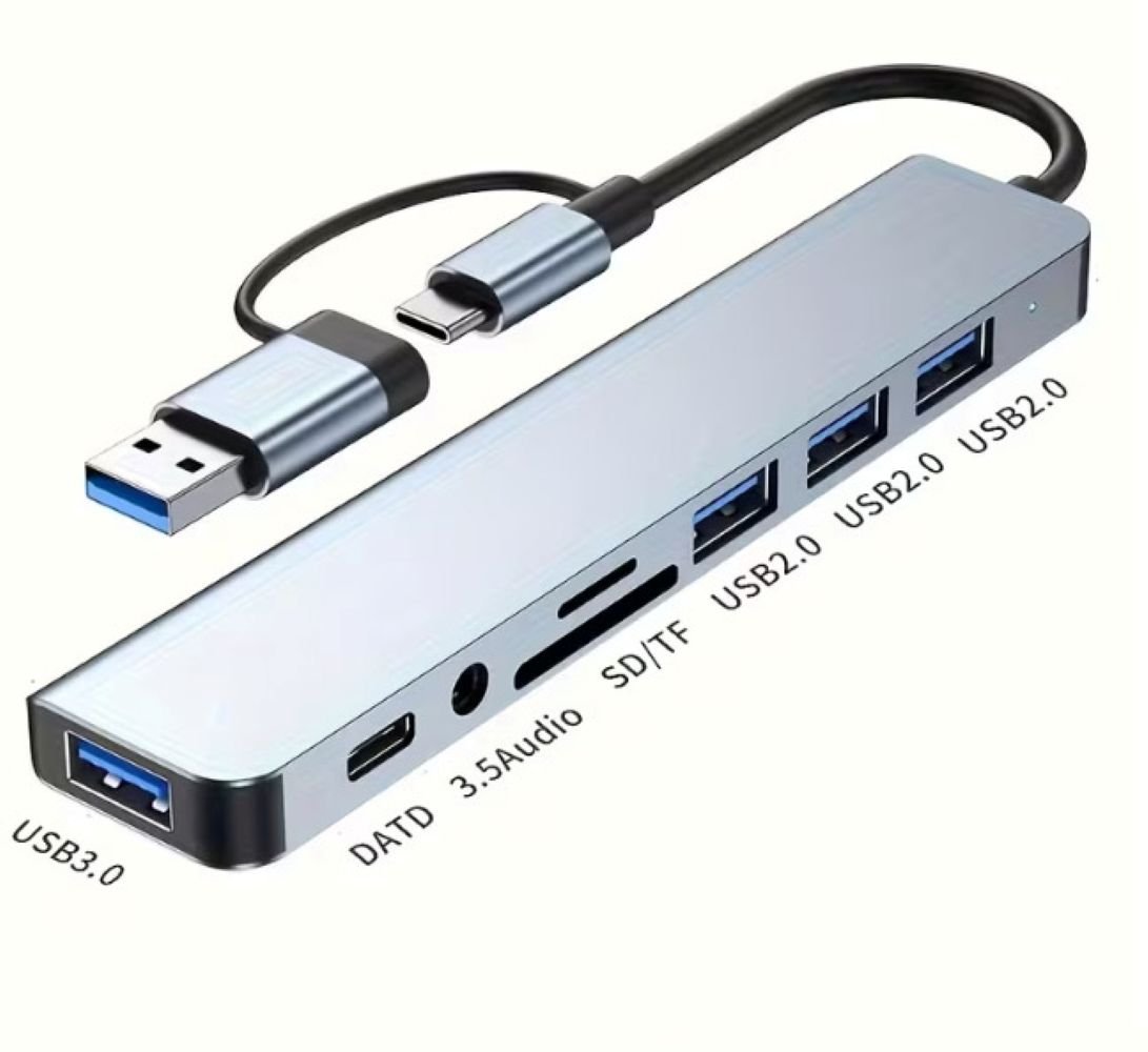 Hub Usb C 8-em-1 Com Jack De Áudio Compatível Com Tablets, Notebook,  Alimentado Por Usb