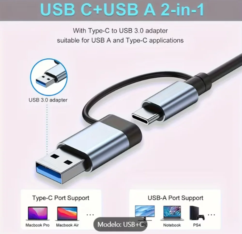 Imagem 4 de 4 do produto Hub Usb C 8-em-1 Com Jack De Áudio Compatível Com Tablets, Notebook,  Alimentado Por Usb