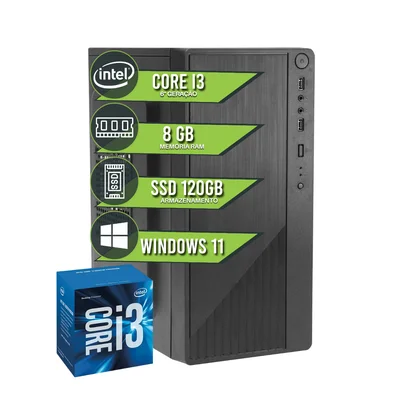 Computador PC Intel i3 6100, 8GB Ddr4, SSD 120GB Pronto Pra Uso