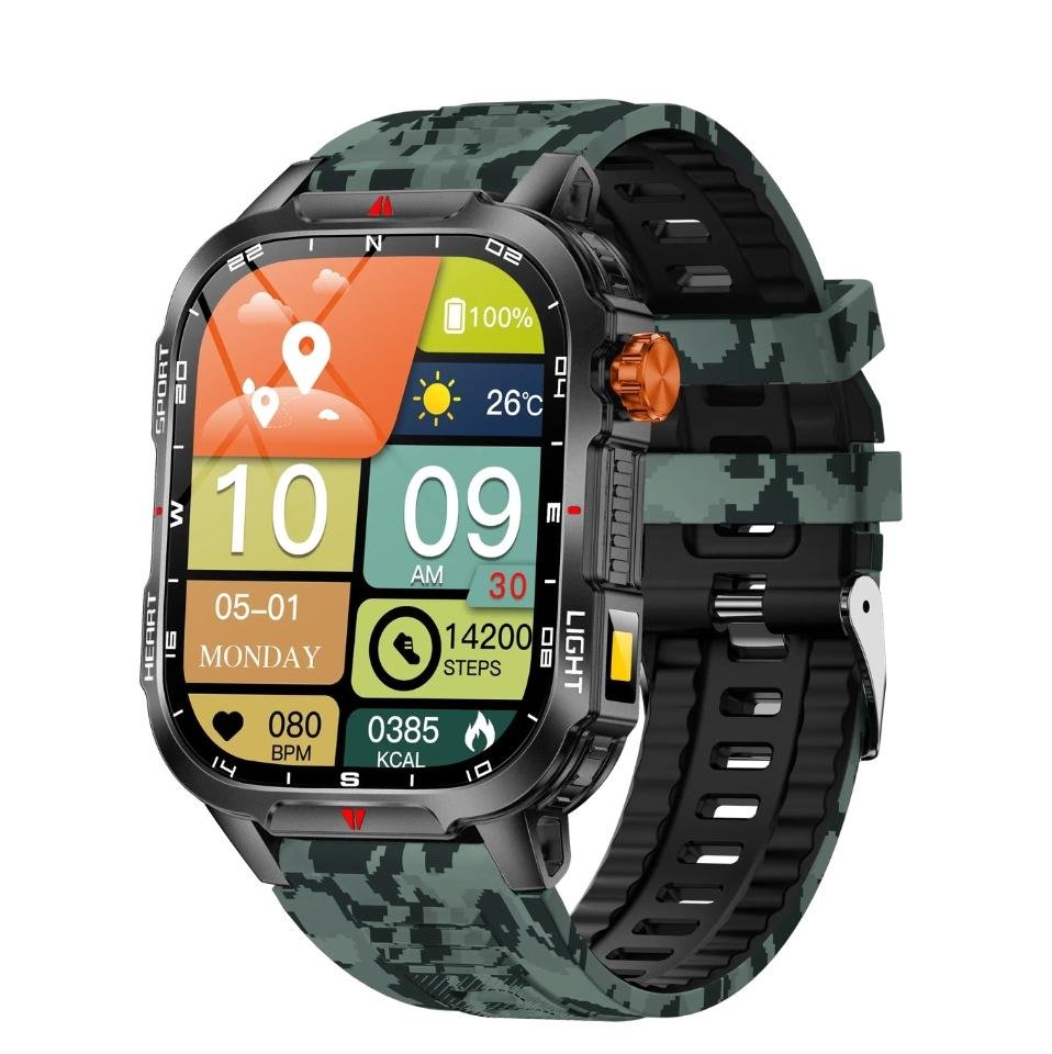 Relógio Inteligente Assistente De Voz 2.01 "tela Hd Bluetooth Chamadas - Camuflagem