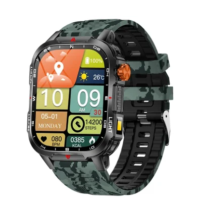 Relógio Inteligente Assistente De Voz 2.01 "tela Hd Bluetooth Chamadas - Camuflagem