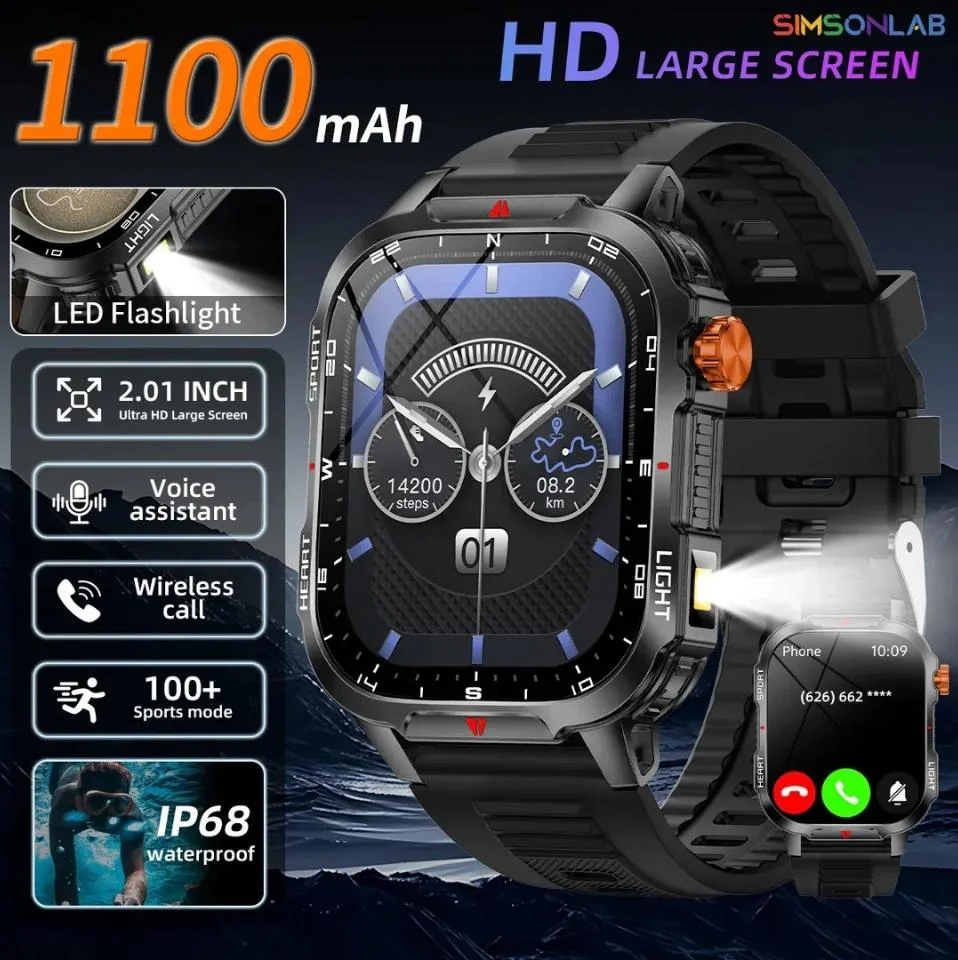 Imagem 2 de 4 do produto Relógio Inteligente Assistente De Voz 2.01 "tela Hd Bluetooth Chamadas - Camuflagem