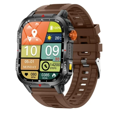 Relógio Inteligente Assistente De Voz 2.01 "tela Hd Bluetooth Chamadas - Marrom