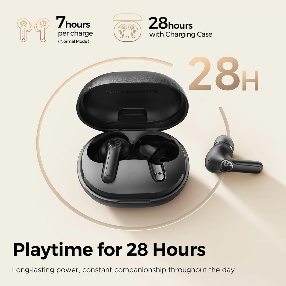 Imagem 4 de 5 do produto Fone De Ouvido Soundpeats T3 Pro Bluetooth 5.4 Cancelamento De Ruído Em Chamadas 28h, Branca