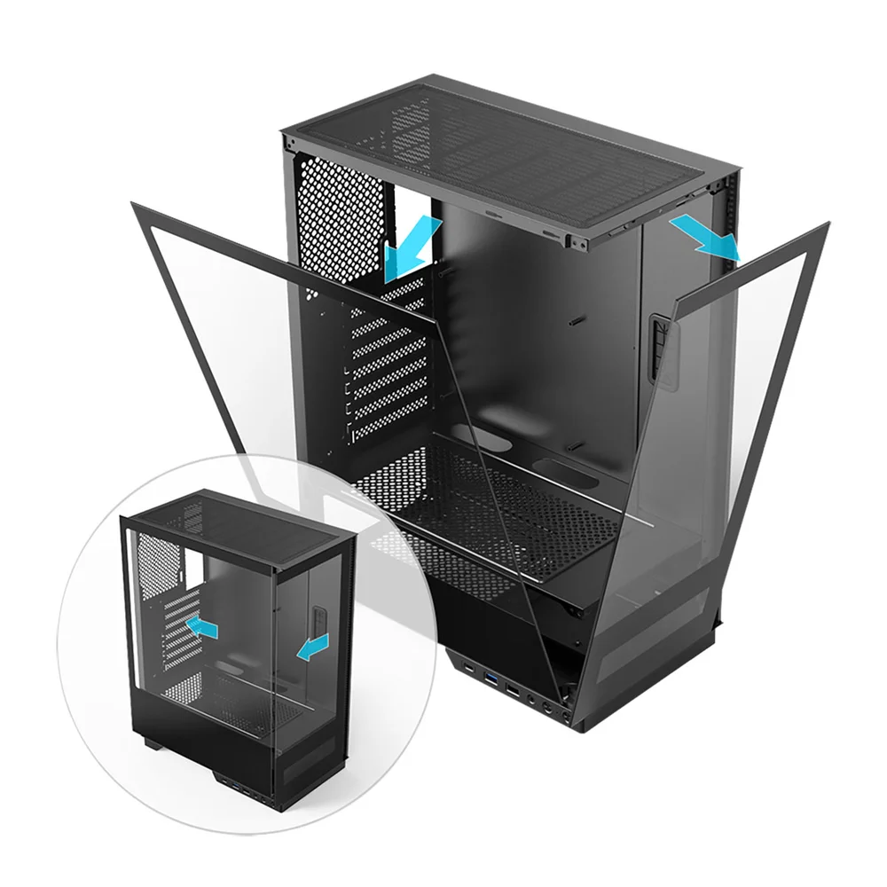 Imagem 3 de 5 do produto Gabinete Gamer Mid Tower Sem Fan Sem Fonte Gab120 Arch I Preto Aerion