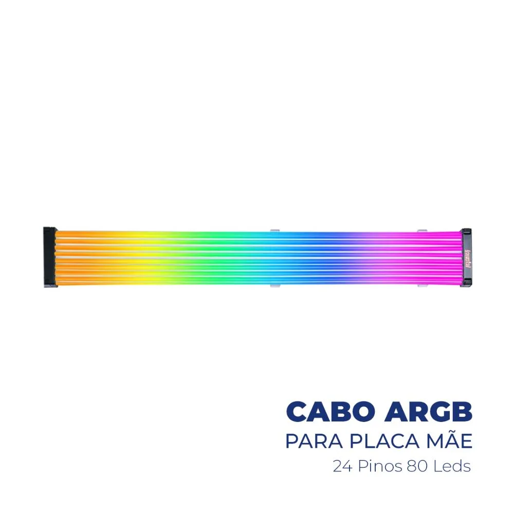 Imagem 4 de 5 do produto Cabo De Alimentação ARGB 24 Pinos Para Placa Mãe Com 80 LEDs RGB Gamer Setup Iluminação Personalizável