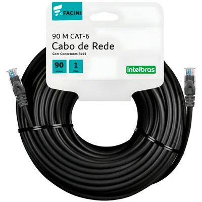 Cabo De Rede Efacini Preto Cat6 Intelbras 100% Cobre, Anatel 90 Metros