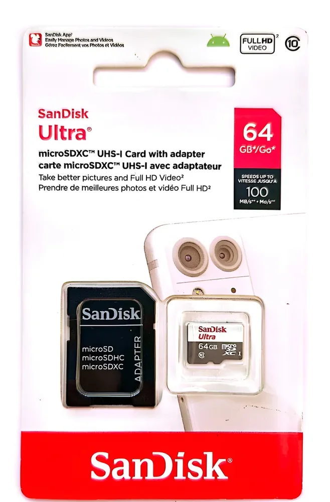 Cartão De Memória Sandisk MicroSD, 64GB, 100MB/s, Ultra Classe 10 Uhs-I SDSDQUNR-064G-GN3MA Cartão De Memória Sandisk MicroSD, 64GB, 100MB/s, Ultra Classe 10 Uhs-I SDSDQUNR-064G-GN3MA