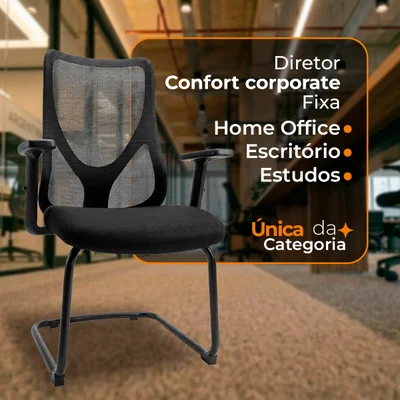 Cadeira Diretor Oficial Comfort Corporate Pro Preto - 6 - Fixa — foto 3