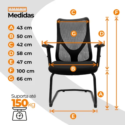Cadeira Diretor Oficial Comfort Corporate Pro Preto - 4 - Fixa — foto 4
