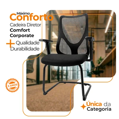 Cadeira Diretor Oficial Comfort Corporate Pro Preto - 3 - Fixa — foto 4