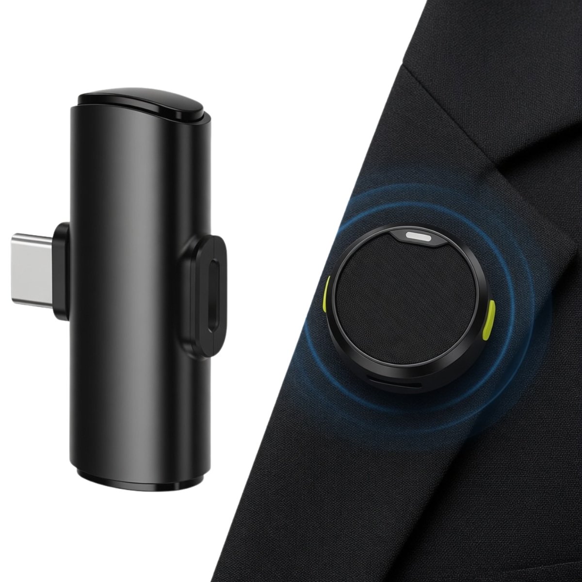 Microfone Sem Fio Usb-c Portátil Com 2 Microfones