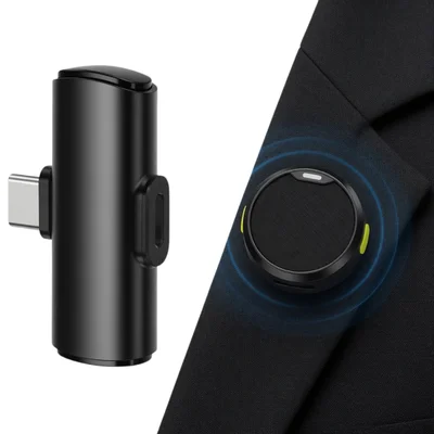 Kit Microfone Sem Fio Usb-c Com 2 Microfones Lapela