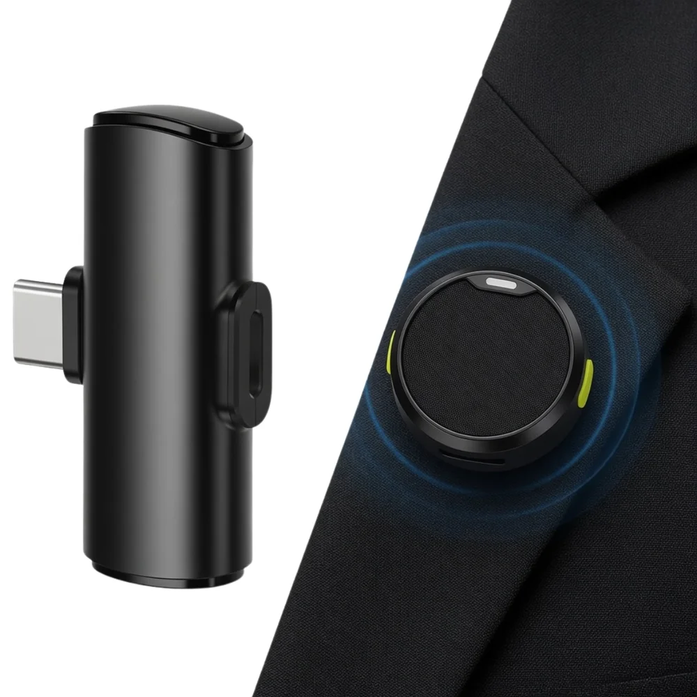 Imagem 3 de 5 do produto Microfone Lapela Sem Fio Usb-c Para Gravação Profissional
