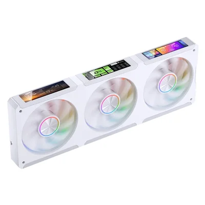 Fan 3 Em 1 Premium Jonsbo Zc-360w ARGB 360 Mm Com 3 Telas Lcd Branco