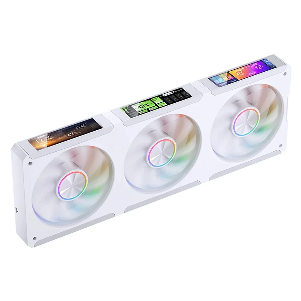 Fan 3 Em 1 Premium Jonsbo Zc-360w ARGB 360 Mm Com 3 Telas Lcd Branco 4