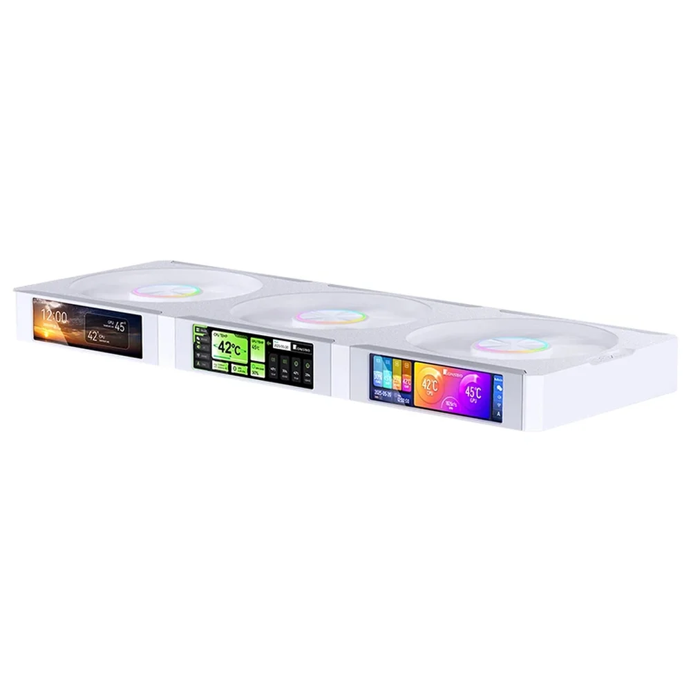 Fan 3 Em 1 Premium Jonsbo Zc-360w ARGB 360 Mm Com 3 Telas Lcd Branco 8