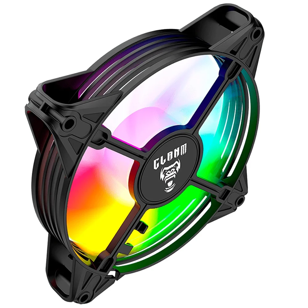 Kit 6 Cooler Fan Para Gabinete RGB Rainbow 120mm Molex 4pin Ventoinha Eurus Preto Clanm Gamer 5