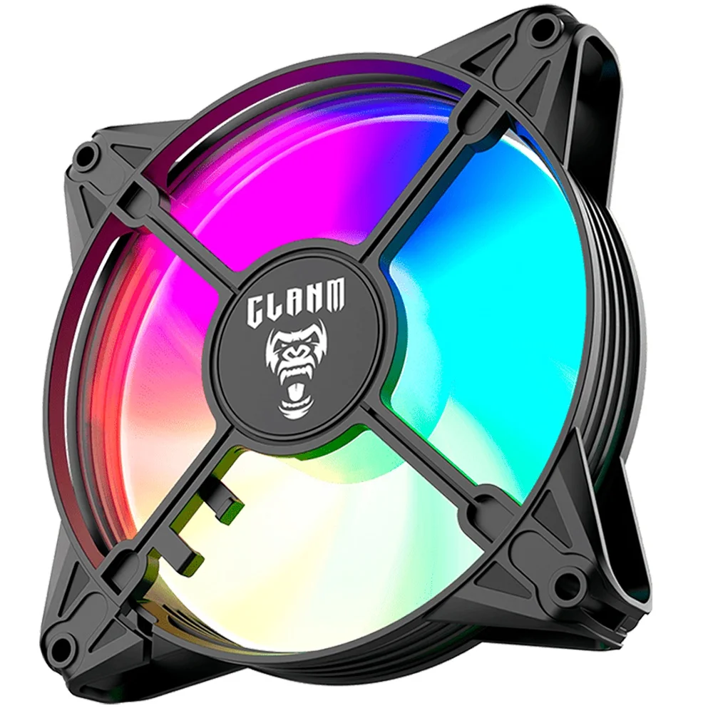 Kit 6 Cooler Fan Para Gabinete RGB Rainbow 120mm Molex 4pin Ventoinha Eurus Preto Clanm Gamer 6