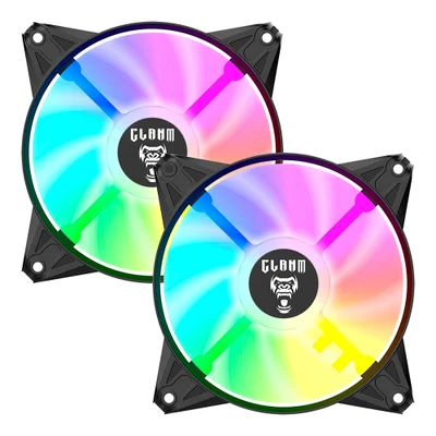 Kit 2 Cooler Fan Para Gabinete RGB Rainbow 120mm Molex 4pin Ventoinha Eurus Preto Clanm Gamer