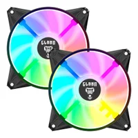 Kit 2 Cooler Fan Para Gabinete RGB Rainbow 120mm Molex 4pin Ventoinha Eurus Preto Clanm Gamer 2