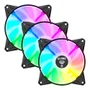 Kit 3 Cooler Fan Para Gabinete RGB Rainbow 120mm Molex 4pin Ventoinha Eurus Preto Clanm Gamer 3
