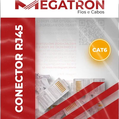 Conector Megatron Rj45 Cat.6 8x8 Pacote Com 10un
