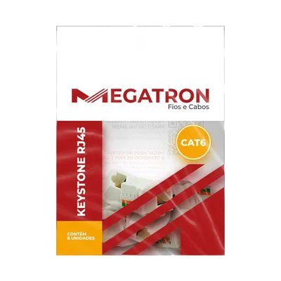 Conector Keystone Jack Megatron Cat6 U/utp 8 Vias Rj45 Pacote Com 8un