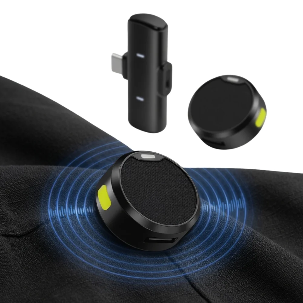 Imagem 2 de 5 do produto Microfone Sem Fio Usb C Profissional Dois Microfones