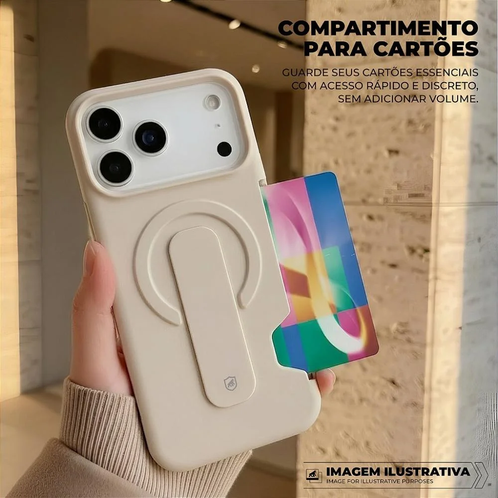 Imagem 2 de 5 do produto Capa Para Iphone 17 Pro - Card Ring - Off White - Gshield