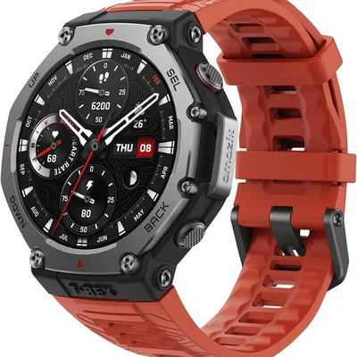 Smartwatch Amazfit T-rex 3, 48mm, AmoLED 1.5”, Gps, Bluetooth, Nfc, Resistência Militar, Até 27 Dias De Bateria - Vermelho