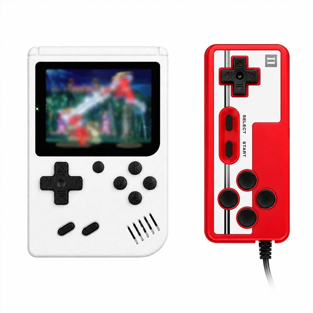 Super Mini Video Game Portátil 400 Em 1 Retrô Com Controle Extra Cor:branco