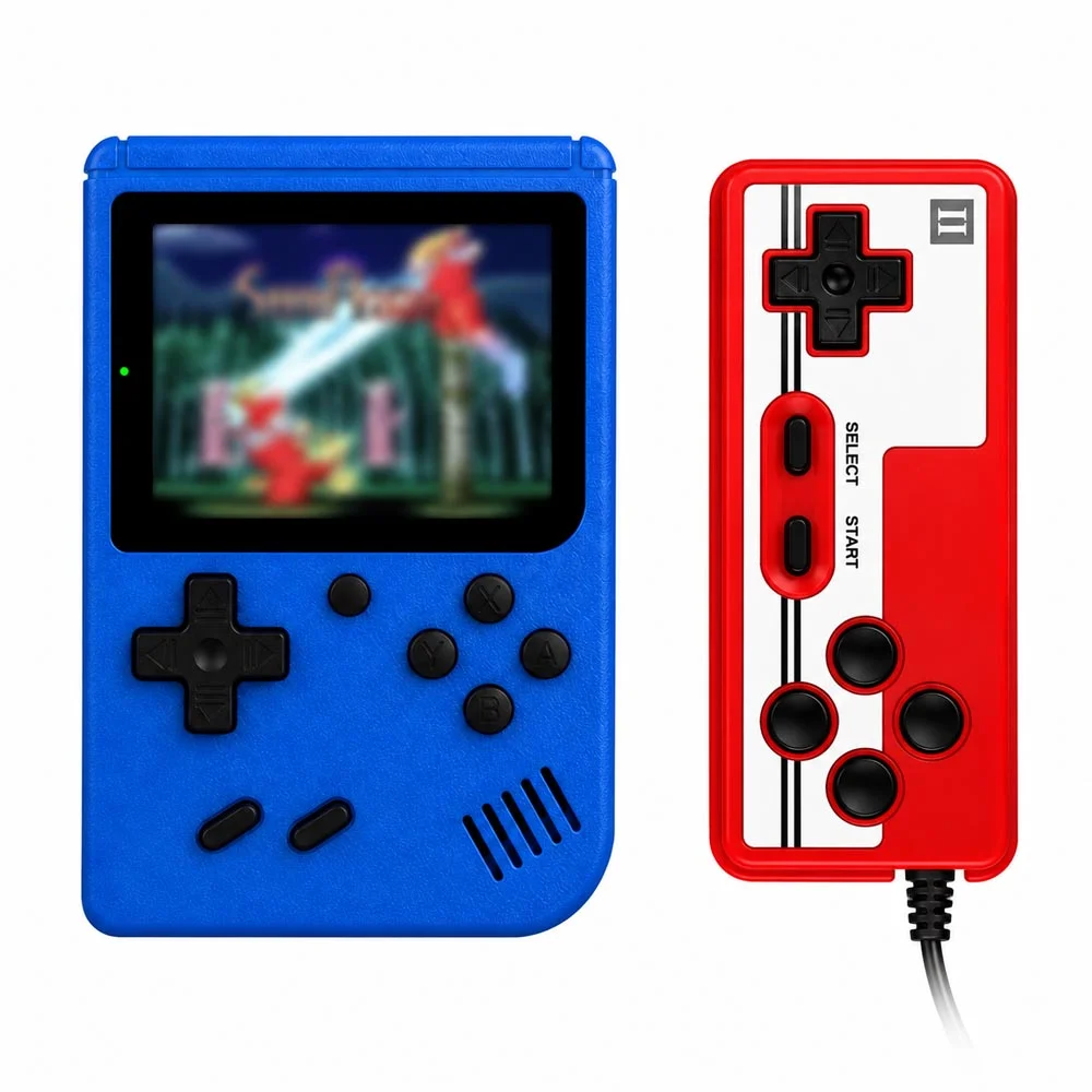 Imagem 1 de 5 do produto Super Mini Video Game Portátil 400 Em 1 Retrô Com Controle Extra Cor:azul
