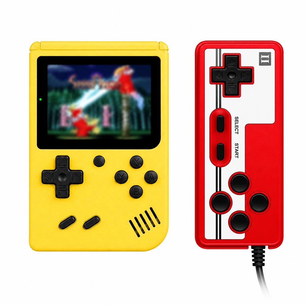 Super Mini Video Game Portátil 400 Em 1 Retrô Com Controle Extra Cor:amarelo