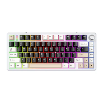 Teclado Mecanico Gamer Sem Fio Tri Mode Bluetooth Fire Phoenix Bk-f75 Pro Cheese White Switch Pink Gold