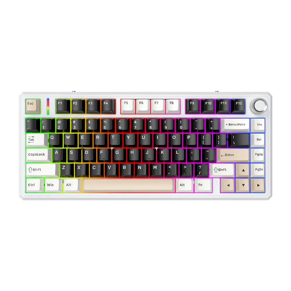 Teclado Mecanico Gamer Sem Fio Tri Mode Bluetooth Fire Phoenix Bk-f75 Pro Cheese White Switch Pink Gold Teclado Mecanico Gamer Sem Fio Tri Mode Bluetooth Fire Phoenix Bk-f75 Pro Cheese White Switch Pink Gold