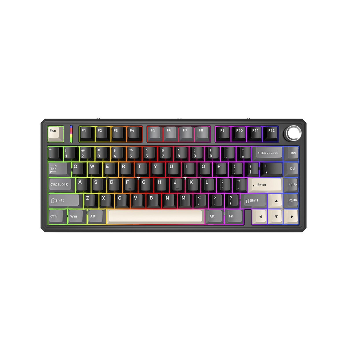Teclado Mecanico Gamer Sem Fio Tri Mode Bluetooth Fire Phoenix Bk-f75 Pro Dark Night Black Switch Purple
