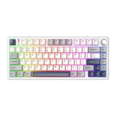 Teclado Mecanico Gamer Sem Fio Tri Mode Bluetooth Fire Phoenix Bk-f75 Pro White And Blue Switch Pink Gold