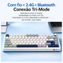 Teclado Mecanico Gamer Sem Fio Tri Mode Bluetooth Fire Phoenix Bk-f75 Pro White And Blue Switch Pink Gold