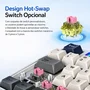 Teclado Mecanico Gamer Sem Fio Tri Mode Bluetooth Fire Phoenix Bk-f75 Pro White And Blue Switch Pink Gold