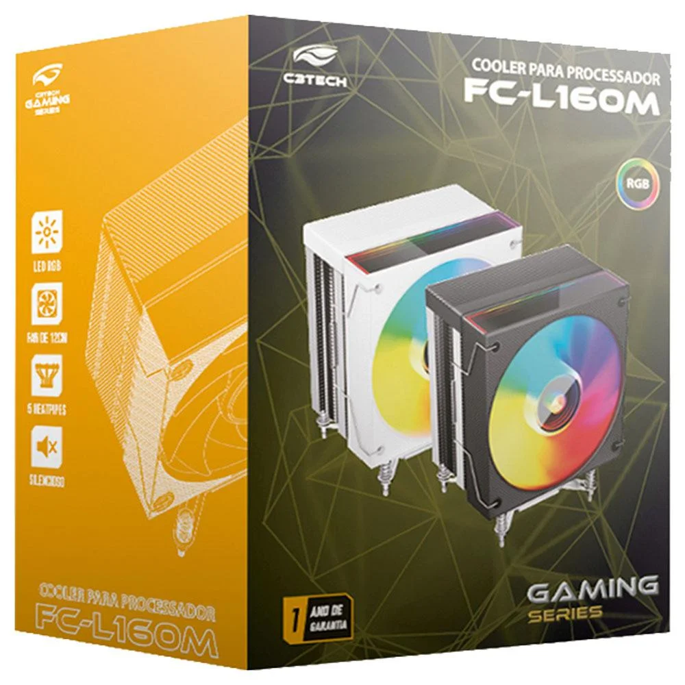 Imagem 3 de 4 do produto Cooler Gamer C3Tech Universal RGB P/ Intel E Amd - Fc-l160bkm