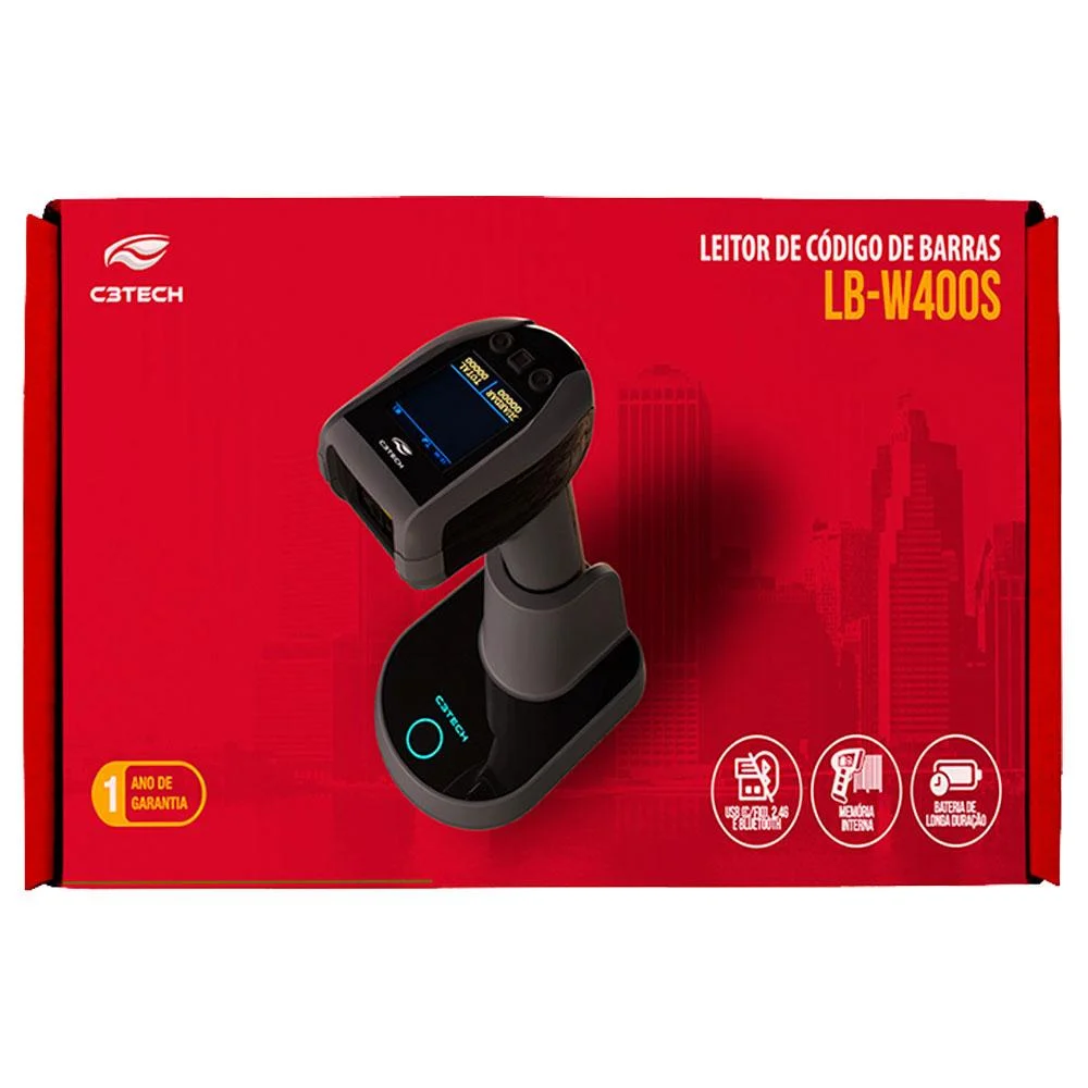 Imagem 3 de 4 do produto Leitor De Código De Barras C3tech Sem Fio 1d/2d Bluetooth Lb-w400s